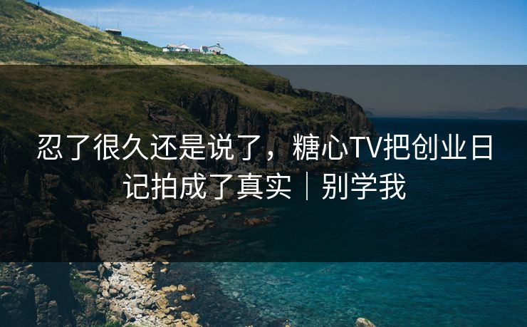 忍了很久还是说了，糖心TV把创业日记拍成了真实｜别学我