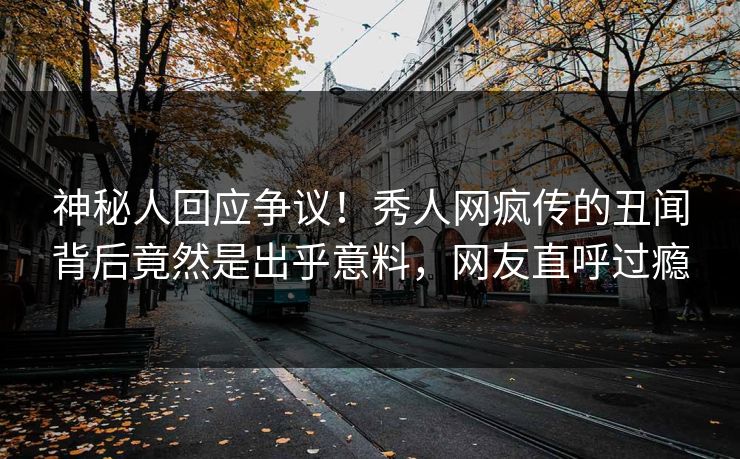 神秘人回应争议！秀人网疯传的丑闻背后竟然是出乎意料，网友直呼过瘾